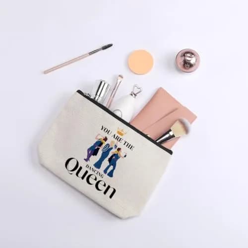 kdxpbpz Mamma Music Makeup Bag | Waterproof Linen Cosmetic Organizer, 9.1"W x 7.1"H | Travel Toiletry Pouch for Women thumbnail 6