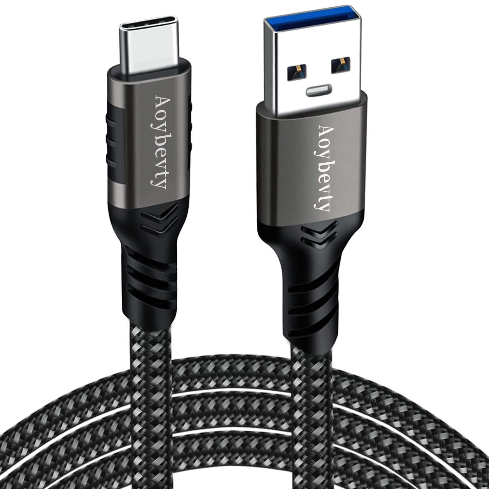 Aoybevty USB A to USB C Cable 10FT (3.05m), 10Gbps Data Transfer & 60W Fast Charging | Grey — Grey