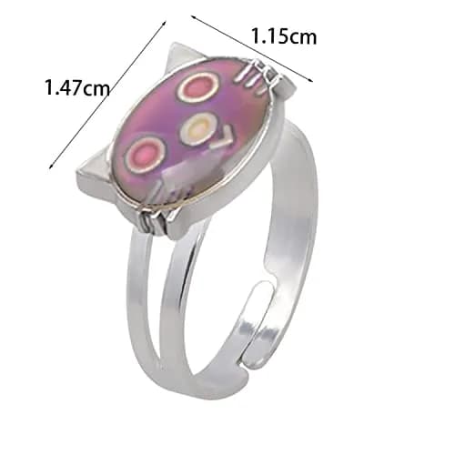 Carykon Cat Mood Ring Adjustable Size | Color-Changing Glass Stone thumbnail 3