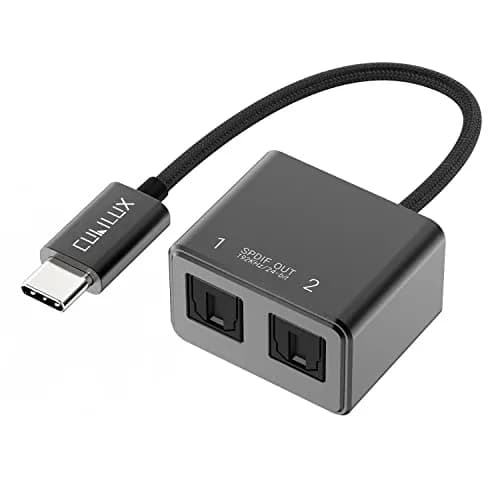 Cubilux USB C to Dual SPDIF Optical Audio Adapter 23cm (8in) | 192KHz/24bit DAC for MacBook, iMac, Laptop thumbnail 1