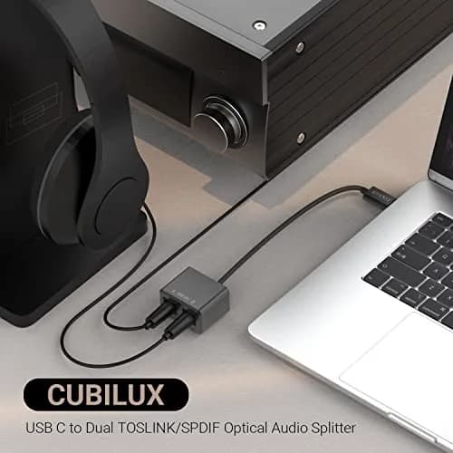 Cubilux USB C to Dual SPDIF Optical Audio Adapter 23cm (8in) | 192KHz/24bit DAC for MacBook, iMac, Laptop thumbnail 3