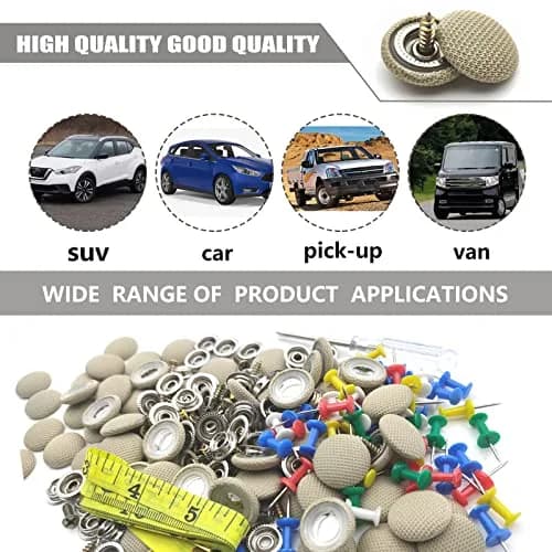 TEMI Car Roof Headliner Repair Kit with Snap Rivets & Installation Tool (60PCS, Beige Grid) thumbnail 6