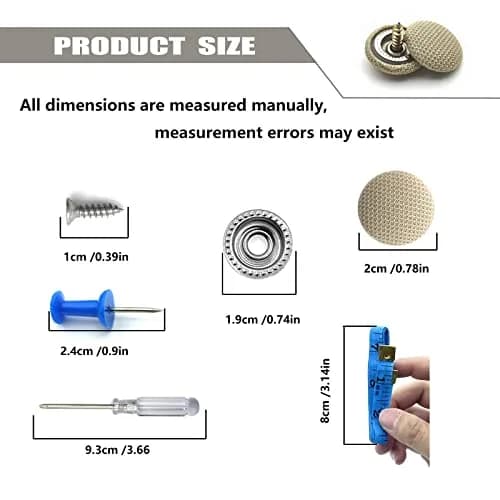 TEMI Car Roof Headliner Repair Kit with Snap Rivets & Installation Tool (60PCS, Beige Grid) thumbnail 2