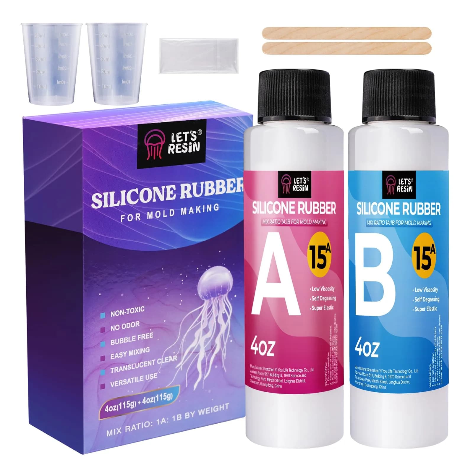LET'S RESIN 8oz Silicone Mold Making Kit, Fast Cure Liquid Silicone Rubber - main product image