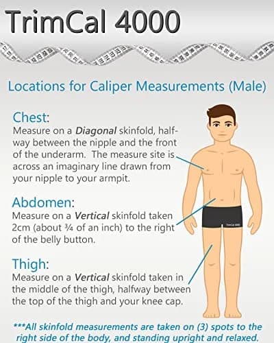 TrimCal 4000 Body Fat Caliper with Measure Tape & Fat% Chart | Medical Grade Device thumbnail 6