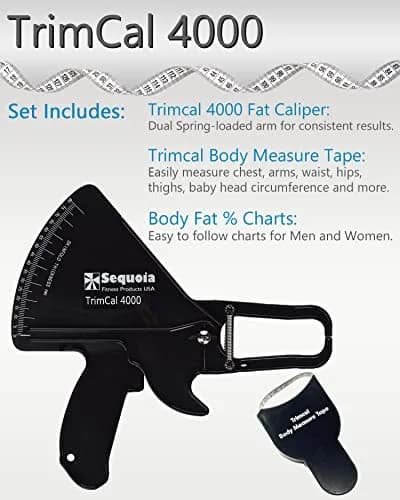 TrimCal 4000 Body Fat Caliper with Measure Tape & Fat% Chart | Medical Grade Device thumbnail 2