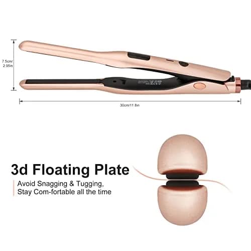 JAETON 3/10" Pencil Flat Iron with 13 Temp Setting Ceramic Small Hair Straightener Rose Gold | Fast Heat Up & Dual Voltage for Short Hair thumbnail 5