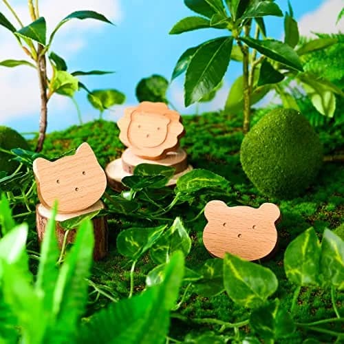 Qunclay Wooden Animal Dresser Knobs 12-Set | Cute Koala, Bear, Lion, Fox, Elephant, Cat Designs thumbnail 7