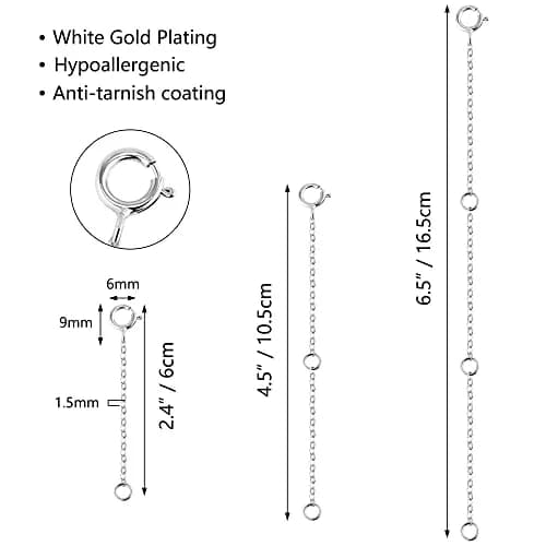 ASH'S CHOICE Necklace Extenders Gold Chain Extenders 2,4,6 Inches (3-Pack) | 14K Gold Plated Brass with Lobster Clasp thumbnail 3