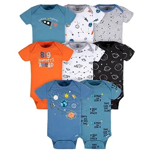 Gerber Baby Boys 8-pack Short Sleeve Onesies Bodysuits, Space, 3-6 Months US thumbnail 1