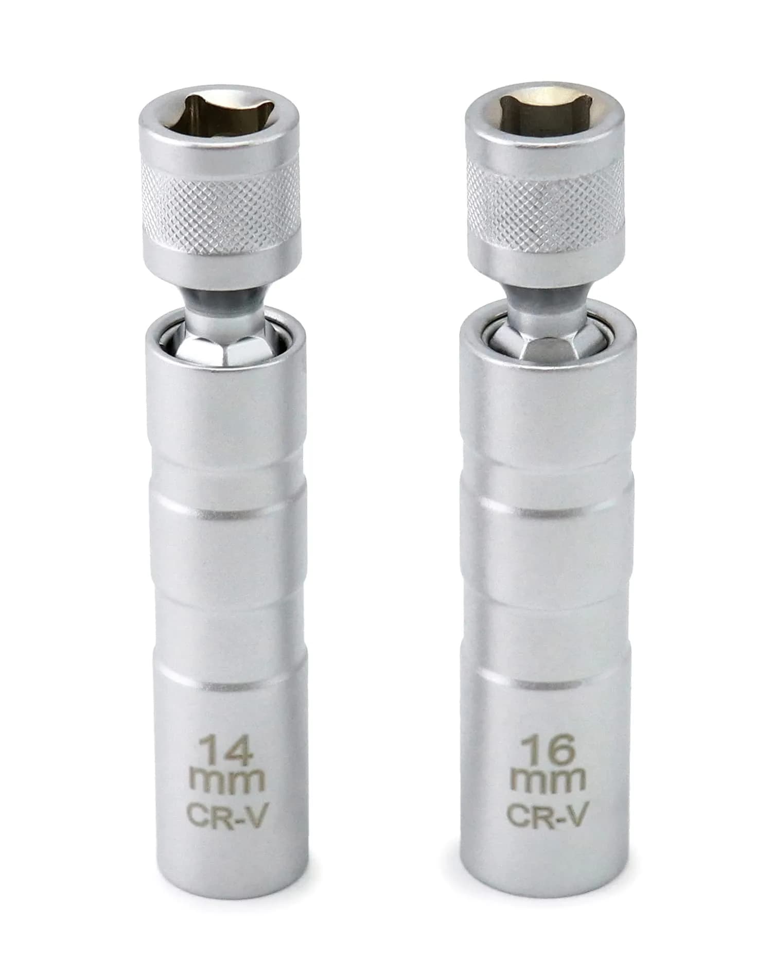 QWORK 14mm & 16mm Magnetic Swivel Spark Plug Socket Set | 3/8" Drive 12 Point Thin Wall Tool - main product image