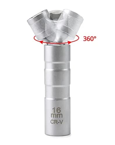 QWORK 14mm & 16mm Magnetic Swivel Spark Plug Socket Set | 3/8" Drive 12 Point Thin Wall Tool thumbnail 4