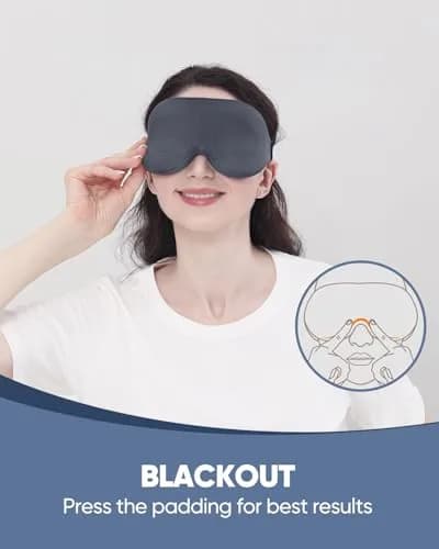 MZOO Luxury Sleep Mask for Women & Men | 13mm Deep Eye Cups, 22mm Nose Padding, Adjustable Strap (D-Grey) thumbnail 4