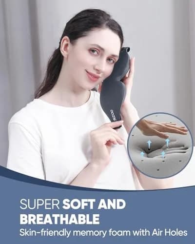 MZOO Luxury Sleep Mask for Women & Men | 13mm Deep Eye Cups, 22mm Nose Padding, Adjustable Strap (D-Grey) thumbnail 5