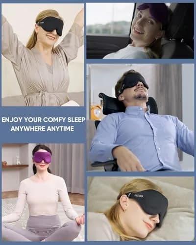 MZOO Luxury Sleep Mask for Women & Men | 13mm Deep Eye Cups, 22mm Nose Padding, Adjustable Strap (D-Grey) thumbnail 7