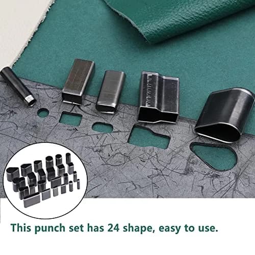 Yizzvb 24 Style Leather Hollow Punch Cutter Tool Set with Box | Versatile Shapes for DIY Crafts thumbnail 5