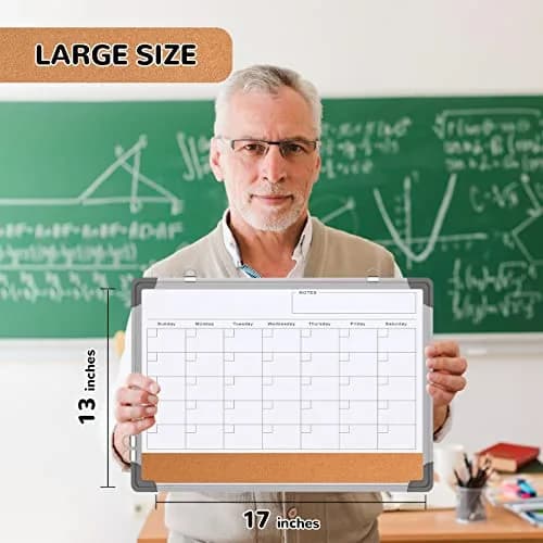 ABERLLS Monthly Calendar Whiteboard with Cork Board 17"x13" | Magnetic Dry Erase Board for Office, Home, Planning thumbnail 5