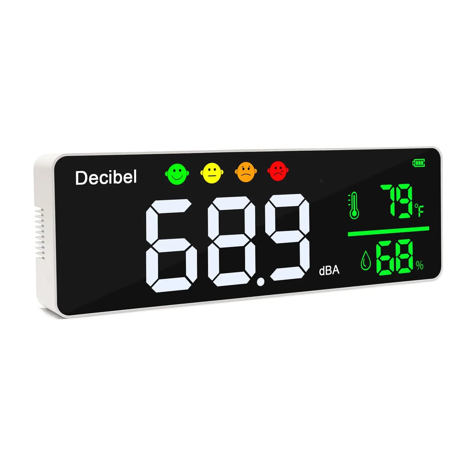 DANOPLUS 11-inch LED Decibel Meter with Temperature & Humidity, 30-130dB Range | Industrial Noise Measurement Tool