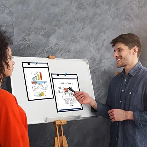 Scribbledo Black Dry Erase Pockets 6 Pack | 37cm x 25cm (14" x 10") | Classroom & Office Use thumbnail 6
