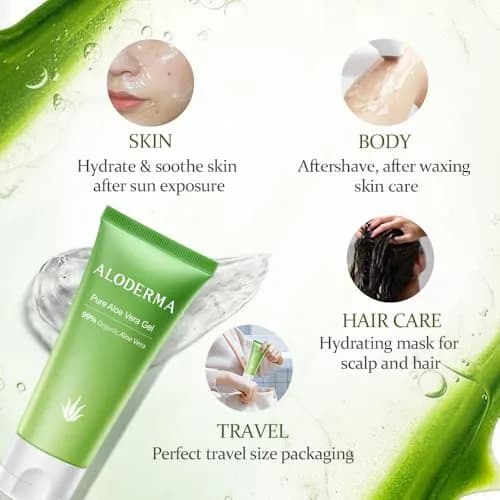 Aloderma Organic Aloe Vera Gel 135ml (4.5oz) 3 Tubes | USDA Organic Soothing & Hydrating thumbnail 3