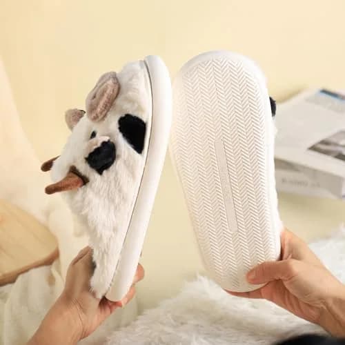 Gaolinci Cartoon Cow Cotton Slippers | Warm, Casual Indoor-Outdoor Footwear for Women (US 9.5-10.5) thumbnail 2