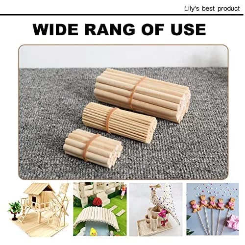 HOPELF Bamboo Dowel Rods 3/8 x 6 Inch (100 PCS) | Smooth, Unfinished Wood Sticks for Crafts & DIY thumbnail 4