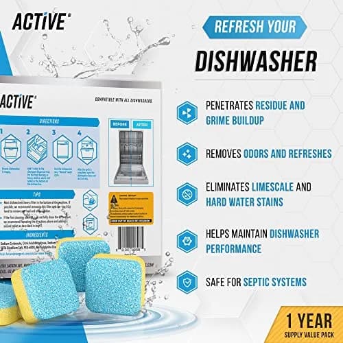 ACTIVE Washing Machine & Dishwasher Cleaning Tablets Bundle 48 Count | Concentrated Formula for Deep Cleaning thumbnail 2