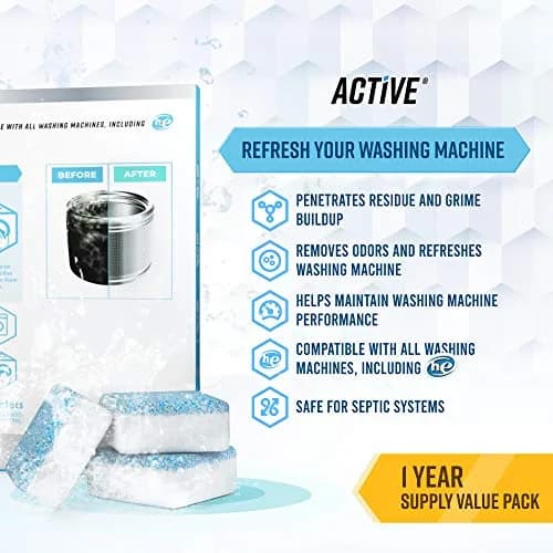 ACTIVE Washing Machine & Dishwasher Cleaning Tablets Bundle 48 Count | Concentrated Formula for Deep Cleaning thumbnail 3