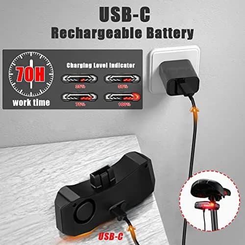 WSDCAM Smart Bike Tail Light with Turn Signals & Brake Light, USB C Rechargeable 160 Lumens | Anti-theft Alarm & Horn thumbnail 6