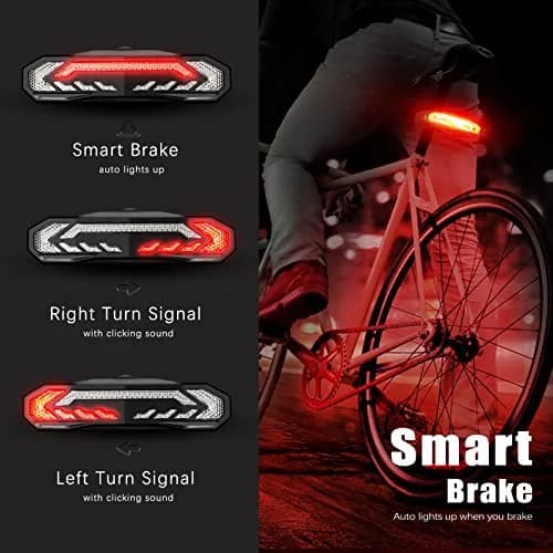 WSDCAM Smart Bike Tail Light with Turn Signals & Brake Light, USB C Rechargeable 160 Lumens | Anti-theft Alarm & Horn thumbnail 3