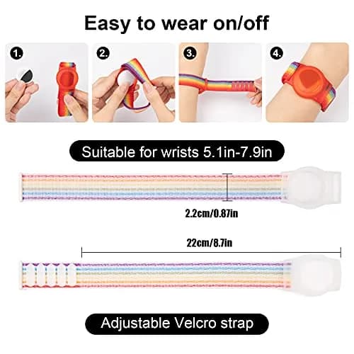 Qonuiy 4 Pack Kids Wristband Compatible with Apple AirTag | Adjustable Nylon Watch Band for Toddler Child Elder thumbnail 2