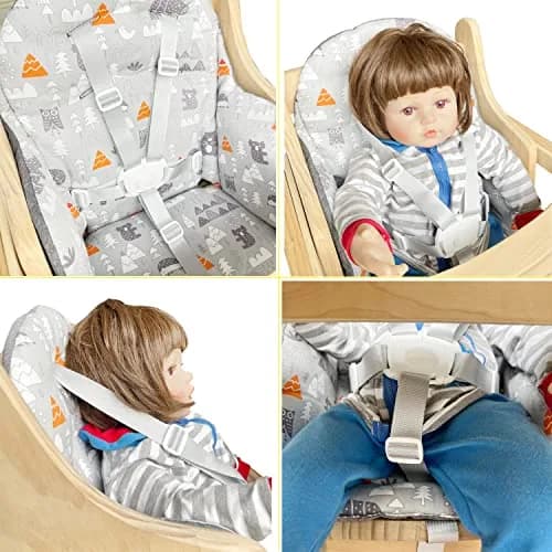 ZARPMA Baby Highchair Cushion Insert Beige | Compatible Wooden Highchair Pad for Baby Comfort thumbnail 6