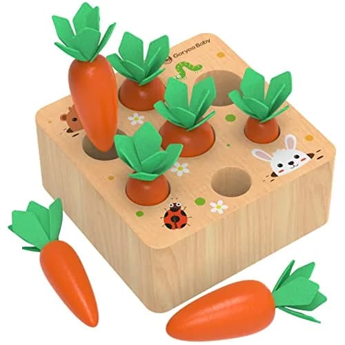 KMTJT Montessori Carrot Harvest Game Wooden Toy for Toddlers 2-3 Years Old | Educational STEM Toy thumbnail 1