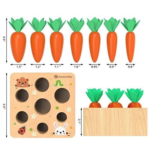 KMTJT Montessori Carrot Harvest Game Wooden Toy for Toddlers 2-3 Years Old | Educational STEM Toy thumbnail 2