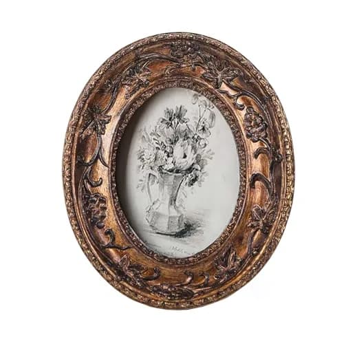SIKOO 2.5×3.5 Oval Vintage Picture Frame Bronze Gold | Antique Mini Photo Frame with Velvet Easel thumbnail 1