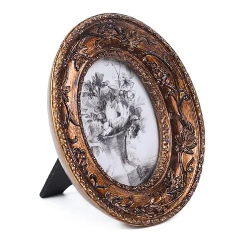 SIKOO 2.5×3.5 Oval Vintage Picture Frame Bronze Gold | Antique Mini Photo Frame with Velvet Easel thumbnail 6