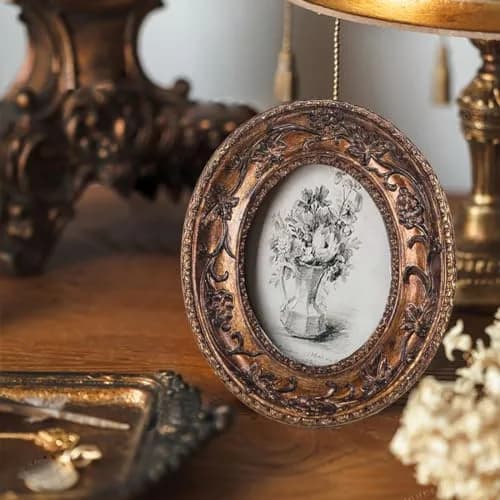 SIKOO 2.5×3.5 Oval Vintage Picture Frame Bronze Gold | Antique Mini Photo Frame with Velvet Easel thumbnail 3