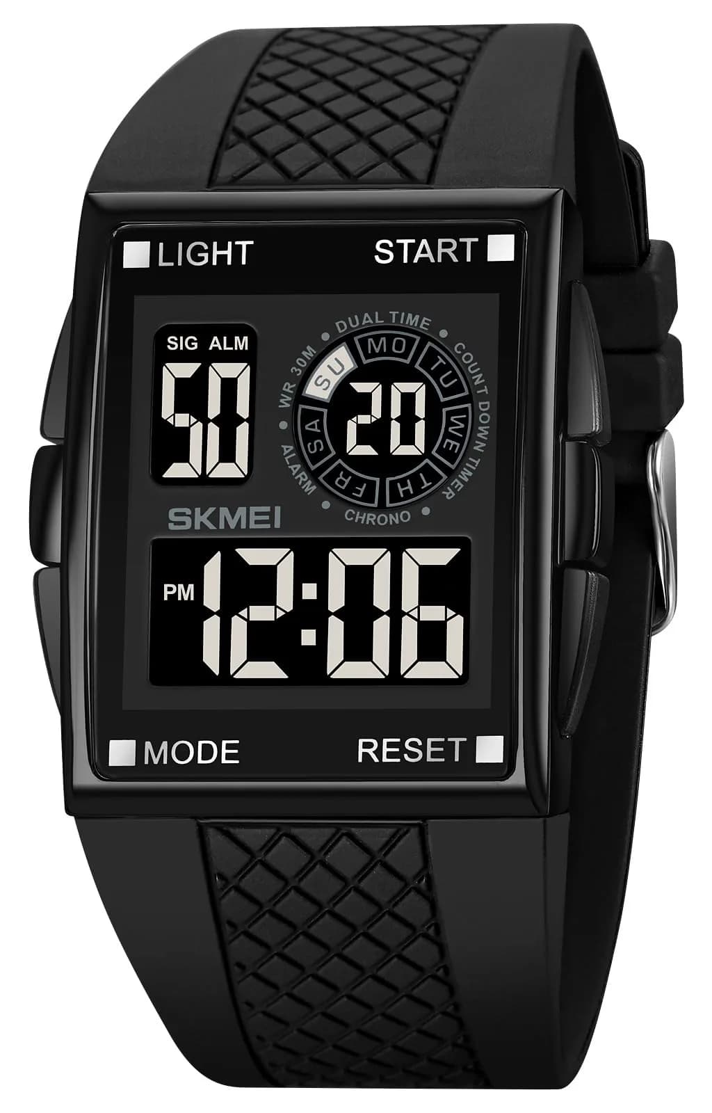 Gosasa Men Sports Military Watch 47mm Digital LED Light Water-Resistant (Black) — C- Full Black
