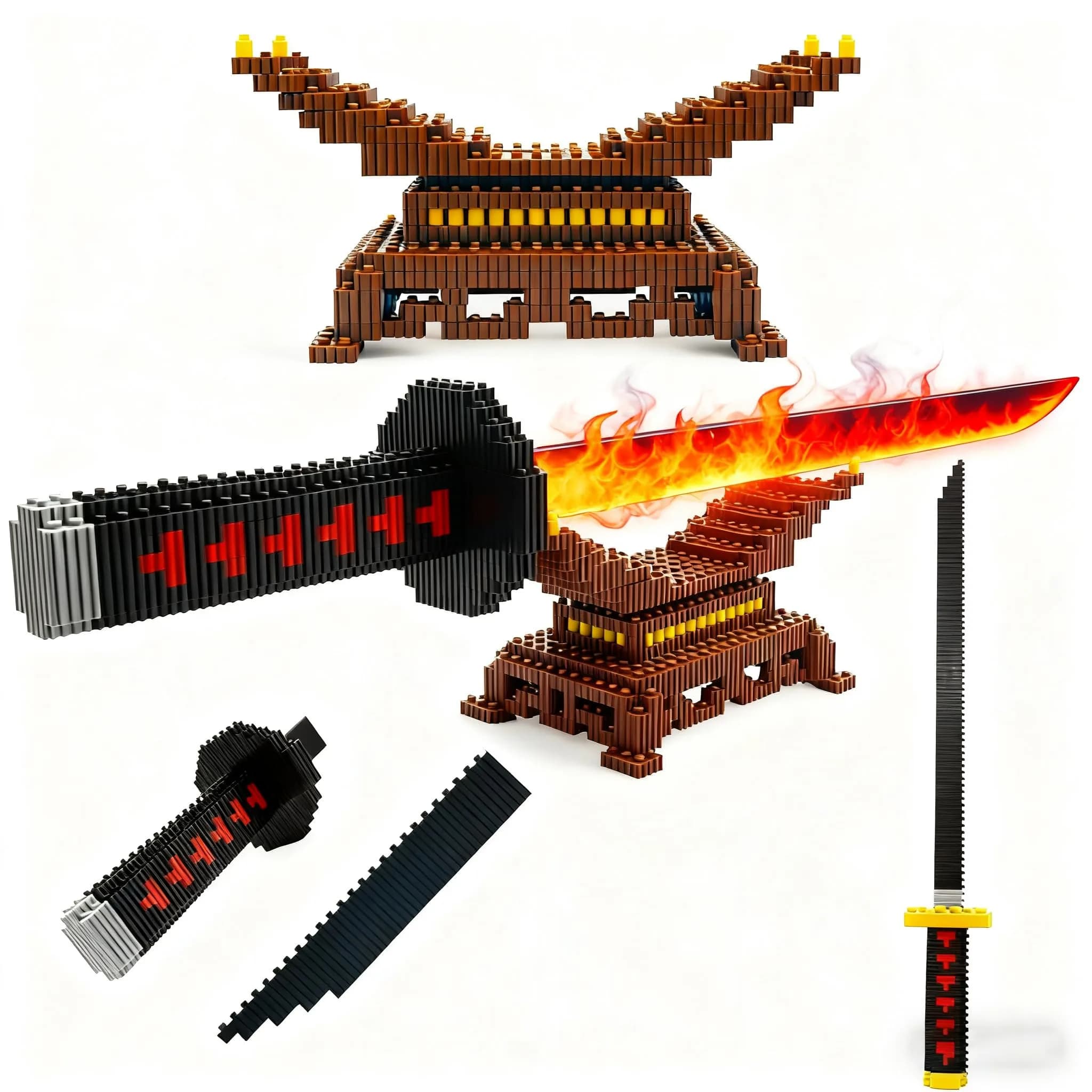Beego Kill Demon Sword Building Kit Set 1440 Pieces | Educational STEM Toy for Teens 14+ & Adults — Yellow Zenistus Sword