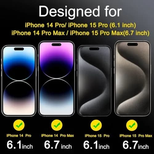 Ferilinso Camera Lens Protector for iPhone 14 Pro Max/15 Pro Max/14 15 Pro | 6 Pack, 9H Glass, Full Coverage, Case Friendly thumbnail 2