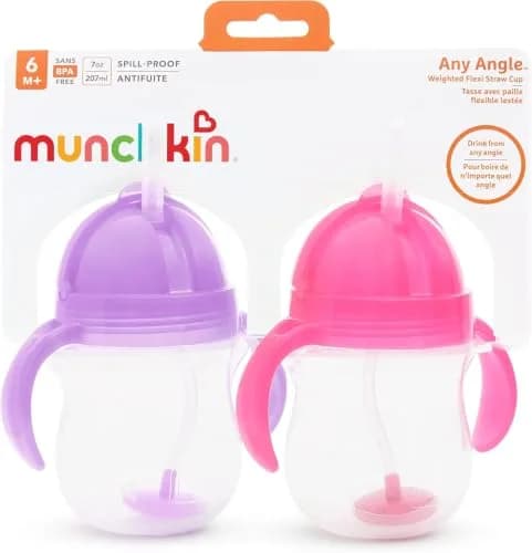 Munchkin Any Angle Sippy Cups, 7 Ounce | Leak-Proof, 2 Pack, Pink/Purple, BPA-Free thumbnail 8