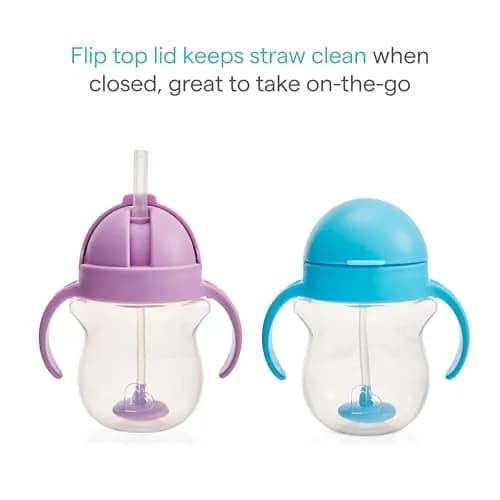 Munchkin Any Angle Sippy Cups, 7 Ounce | Leak-Proof, 2 Pack, Pink/Purple, BPA-Free thumbnail 3