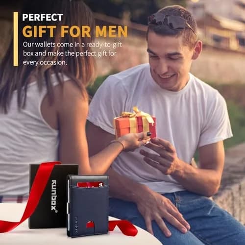 RUNBOX Slim Money Clip Wallets for Men and Teen Boys RFID Blocking 11 Card Holder Small Leather Bifold Gift Box thumbnail 6