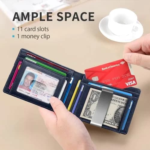 RUNBOX Slim Money Clip Wallets for Men and Teen Boys RFID Blocking 11 Card Holder Small Leather Bifold Gift Box thumbnail 2