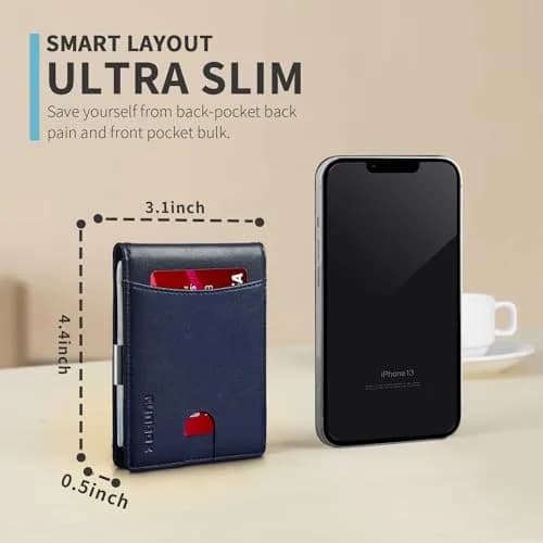 RUNBOX Slim Money Clip Wallets for Men and Teen Boys RFID Blocking 11 Card Holder Small Leather Bifold Gift Box thumbnail 3