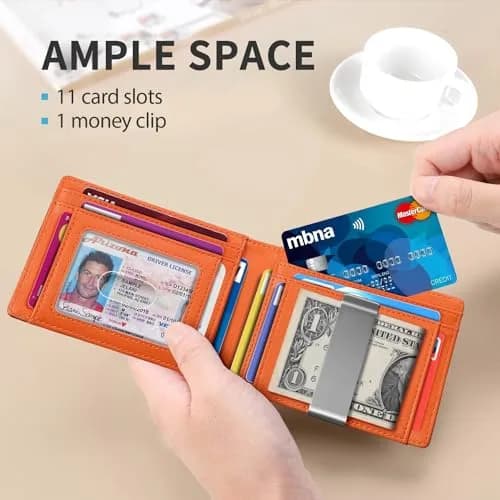 RUNBOX Slim Money Clip Wallets for Men and Teen Boys RFID Blocking 11 Card Holder Small Leather Bifold Gift Box thumbnail 2