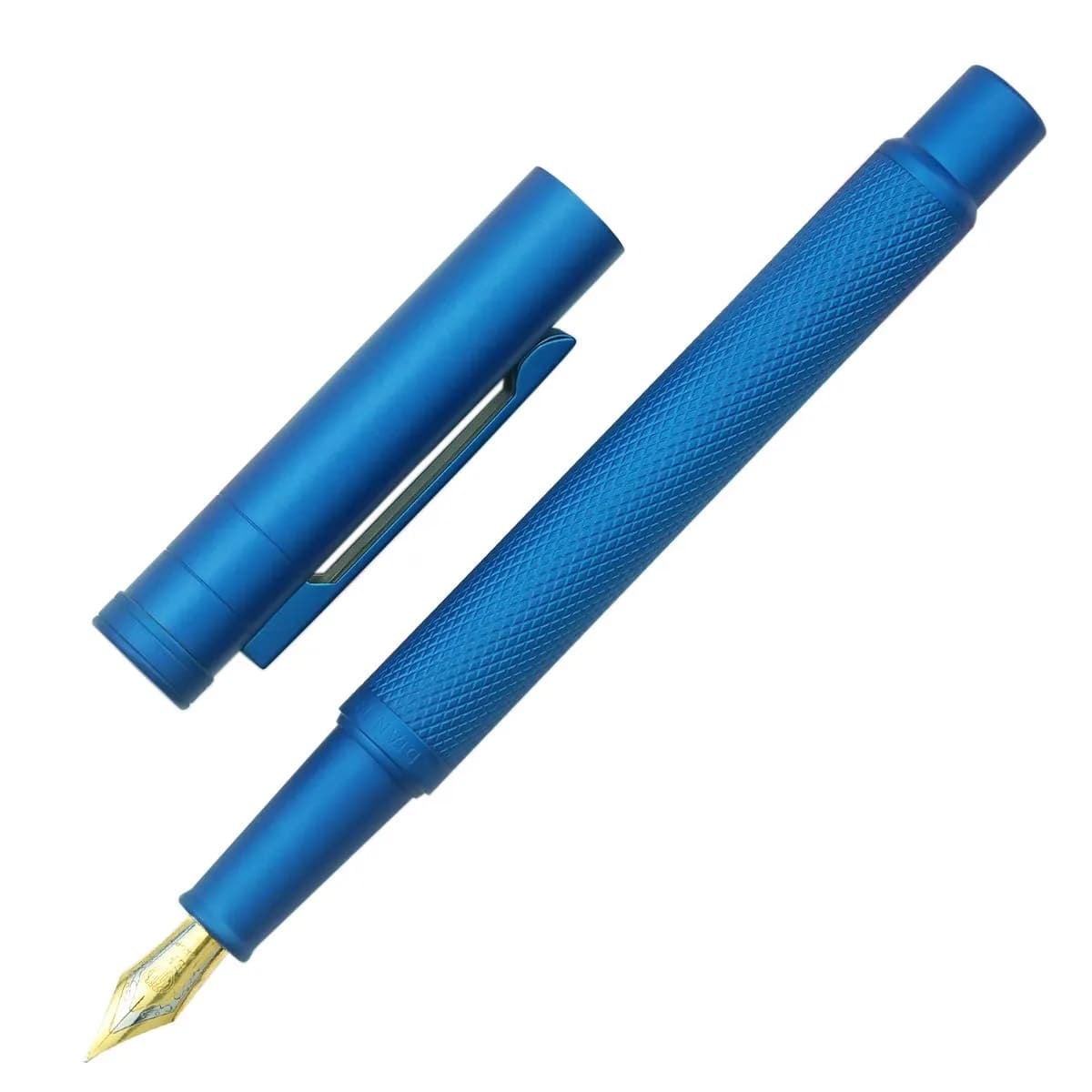 erofa Sky Blue M Nib Fountain Pen with Bamboo Clip, Silver Aluminum Alloy Writing Pen 135mm