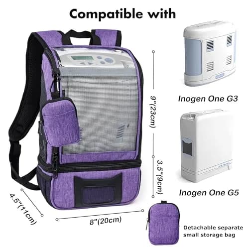 BAGSFY Oxygen Concentrator Backpack for Inogen One G5, G3, Rove 6 | Lightweight Carrying Bag for Accessories & Battery thumbnail 2
