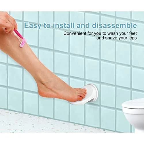 Andiker Shower Foot Rest | Bathroom Pedal with Suction Cup for Legs & Shaving (White) | No Drilling thumbnail 5