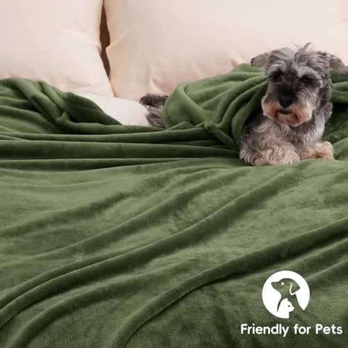 PHF Fleece Throw Blanket 50x60cm | Lightweight Airy Warmth, Olive Green thumbnail 5